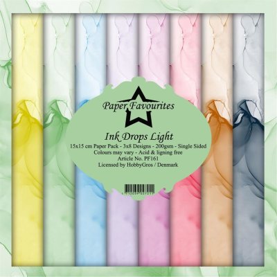 Paper Favourites 6”x6” Paper Pack - Ink Drops Light (24 sheets)