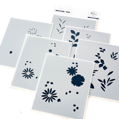 Pinkfresh Studio 4.25"x5.25" Stencils - Happy For You Layering (6 pack)