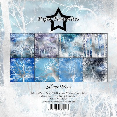 Paper Favourites 6”x6” Paper Pack - Silver Trees (24 sheets)