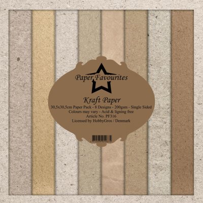 Paper Favourites 12”x12” Paper Pack - Kraft Papers (16 sheets)