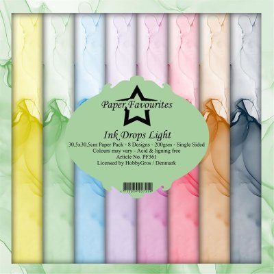 Paper Favourites 12”x12” Paper Pack - Ink Drops Light (8 sheets)