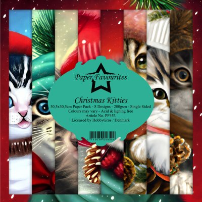 Paper Favourites 12”x12” Paper Pack - Christmas Kitties (8 sheets)