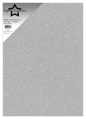 Paper Favourites A4 Glitter Cardstock - Fine Silver (5 sheets, 250gsm)