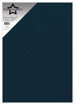 Paper Favourites A4 Glitter Cardstock - Midnight Blue (5 sheets, 250gsm)