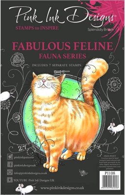 Pink Ink Designs A5 Clear Stamp Set - Fabulous Feline