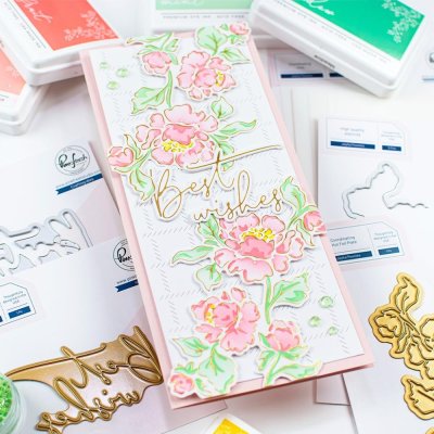 Pinkfresh Studio Hot Foil Plate - Joyful Peonies
