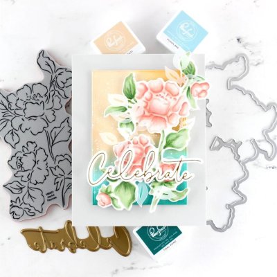 Pinkfresh Studio Hot Foil Plate - Joyful Peonies