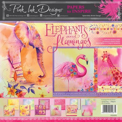 Pink Ink Designs 8"x8" Paper Pad - Elephants & Flamingos (24 sheets)