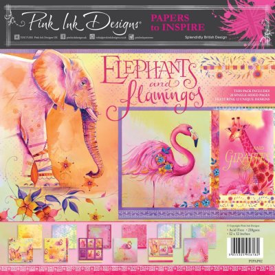 Pink Ink Designs 12"x12" Paper Pad - Elephants & Flamingos (24 sheets)