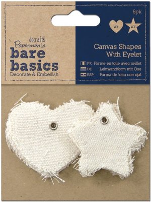 Docrafts Canvas Shape with eyelet - Bare Basics Star/Heart (6 pack)