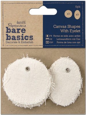 Docrafts Canvas Shape with eyelet - Bare Basics Circle/Oval (6 pack)