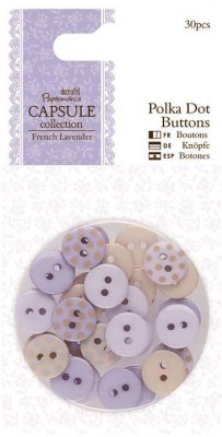 Docrafts Polka Dot Buttons - Capsule Collection French Lavender (30 pieces)