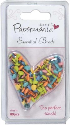 Papermania Essential Brads - Assorted Pastel (80 pack)