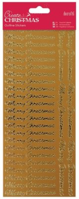 Papermania Create Christmas Outline Stickers - Merry Christmas Gold
