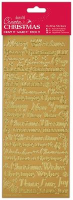 Papermania Create Christmas Outline Stickers - Traditional Xmas Sentiments Gold