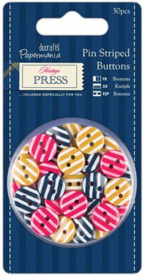 Docrafts Pinstriped Buttons - Heritage Press (30 pieces)