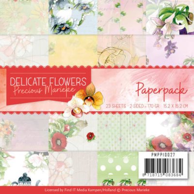 Precious Marieke 6”x6” Paperpack - Delicate Flowers (24 sheets)