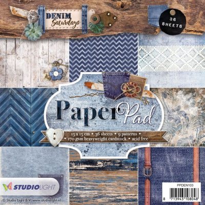 Studio Light 6"x6" Paper Pad #103 - Denim Saturdays (36 sheets)