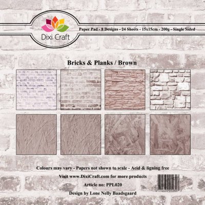Dixi Craft 6”x6” Paper Pack - Bricks & Planks Brown