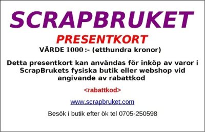 PRESENTKORT 1000 (fraktfritt)