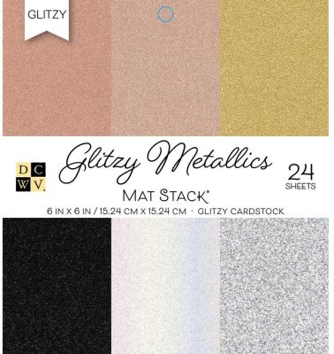 DCWV Single-Sided 6"x6" Cardstock Stack - Glitzy Metallics with Glitter (24 sheets)