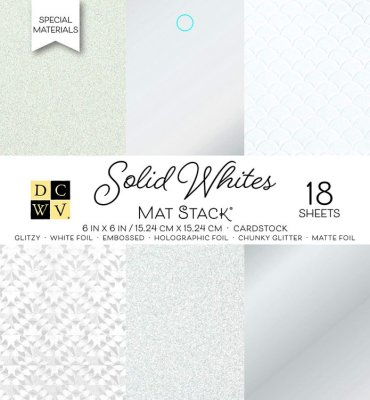 DCWV Single-Sided 6"x6" Cardstock Stack - Solid Whites Glitter & Foil (18 sheets)