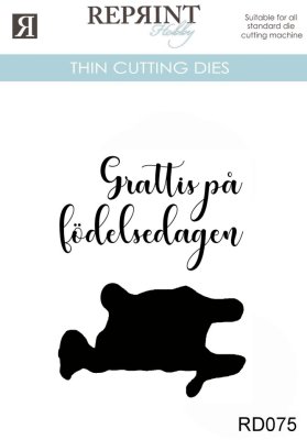Reprint Dies - Grattsi på födelsedagen med skugga (71 x 52 mm)