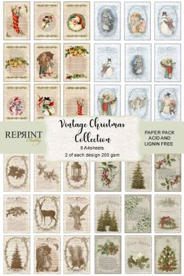 Reprint A4 Paper Pack - Vintage Christmas Cutouts (8 sheets)