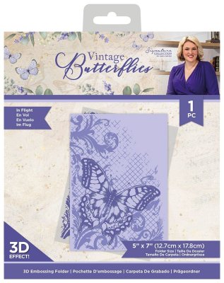 Crafters Companion 3D Embossing Folder - Vintage Butterflies In Flight