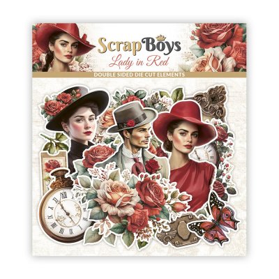 ScrapBoys Double Sided Die Cut Elements - Lady in Red (51 pieces)