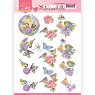 Jeanines Art 3D Pushouts - Happy Birds Fragrant Flowers