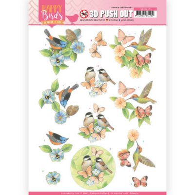 Jeanines Art Die-Cut 3D Decoupage Sheet - Happy Birds Feathered Friends