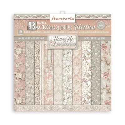 Stamperia 12”x12” Double-Sided Paper Pad - Maxi Background You and Me (10 sheets)