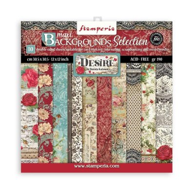 Stamperia Desire 12"x12" Maxi Backgrounds Double-Sided Paper Pad - Desire (10 sheets)