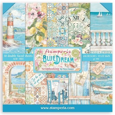 Stamperia 12”x12” Paper Pack - Blue Dream (10 sheets)