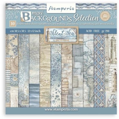 Stamperia 12”x12” Paper Pack - Silent Sea Maxi Background Selection (10 sheets)