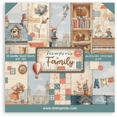 Stamperia 12”x12” Paper Pack - Family (10 sheets)