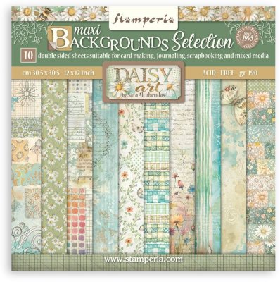 Stamperia 12”x12” Paper Pack - Daisy Art Maxi Background Selection (10 sheets)