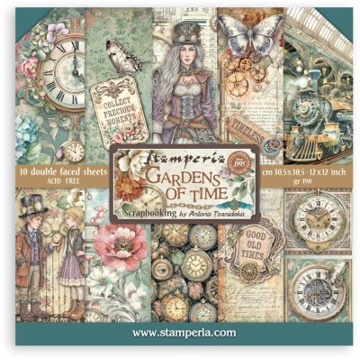 Stamperia 12”x12” Paper Pack - Gardens of Time (10 sheets)