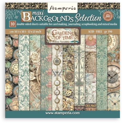 Stamperia 12”x12” Paper Pack - Gardens of Time Maxi Background Selection (10 sheets)