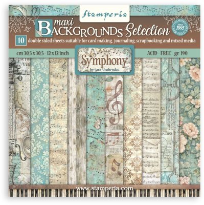Stamperia 12”x12” Paper Pack - Symphony Maxi Background Selection (10 sheets)