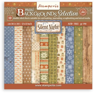 Stamperia 12"x12" Maxi Background Selection Paper Pack - Silent Night (10 sheets)