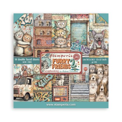 Stamperia 12”x12” Paper Pack - Furry Friends 2 (10 sheets)