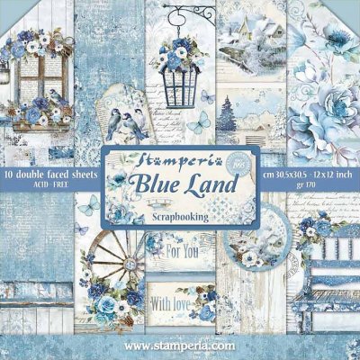 Stamperia 12”x12” Double-Sided Paper Pad - Blue Land (10 pack)