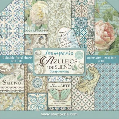 Stamperia 12”x12” Double-Sided Paper Pad - Azulejos (10 pack)