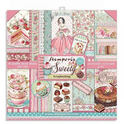 Stamperia 12”x12” Double-Sided Paper Pad - Sweety (10 sheets)