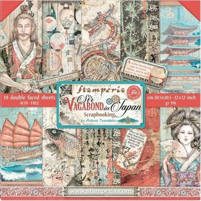 Stamperia 12”x12” Double-Sided Paper Pack - Sir Vagabond in Japan (10 sheets)