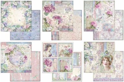 Stamperia 12"x12" Cardstock Sheet Set - Hortensia Frame (all 6 sheets)