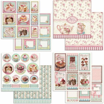 Stamperia 12"x12" Cardstock Sheet Set - Sweety Cakes (all 4 sheets)