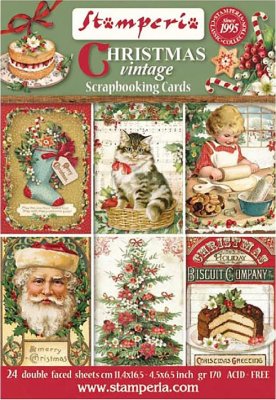 Stamperia 4.5”x6.5” Scrapbooking Cards - Christmas Vintage (24 pack)